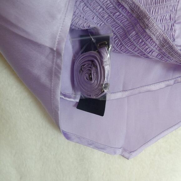 Hollister NEW Purple Croptop Hankerchief Top XS Festival Lavendar‎ Elastic Satin - Picture 8 of 10